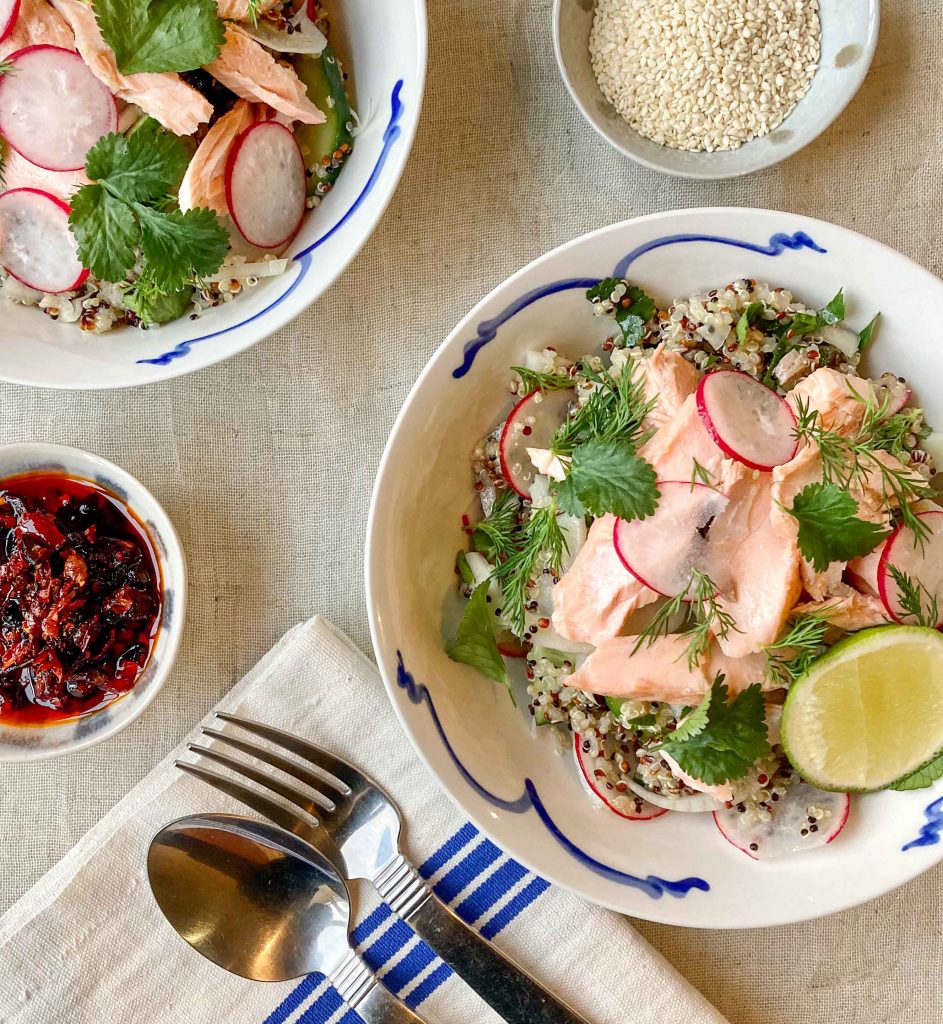 Sesame Salmon with Lime & Ginger Quinoa Salad